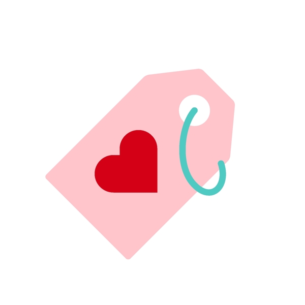 粉色扁平情人节爱情标签图标