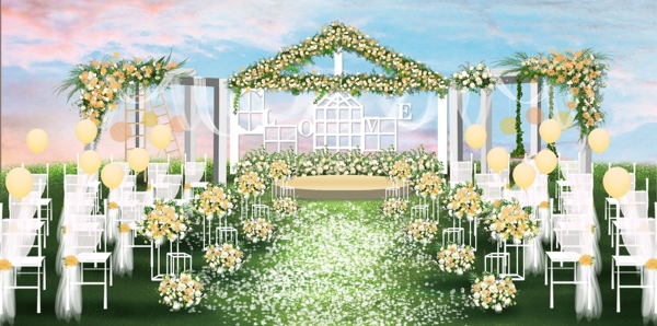 户外草坪婚礼设计效果图