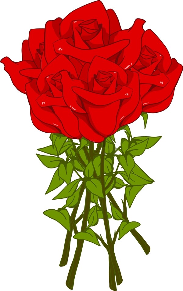 手绘浪漫玫瑰花装饰图案
