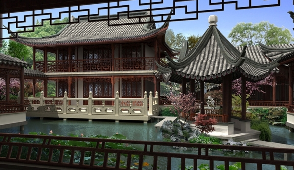 古建景觀效果圖圖片