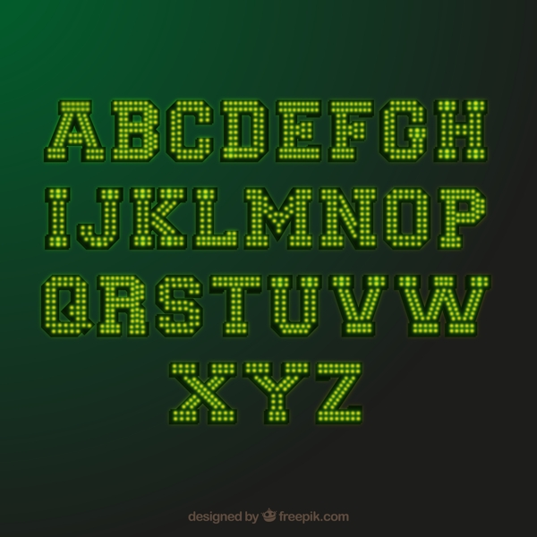绿色霓虹灯字母设计