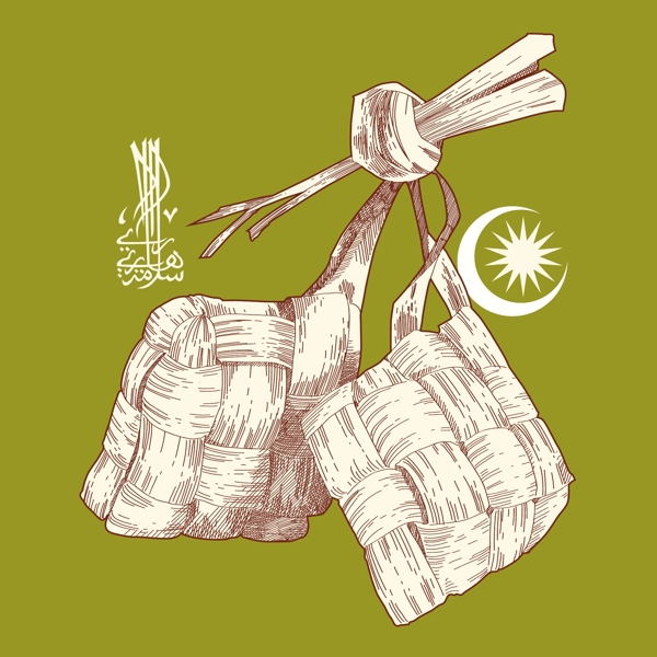 矢量手繪Ketupat