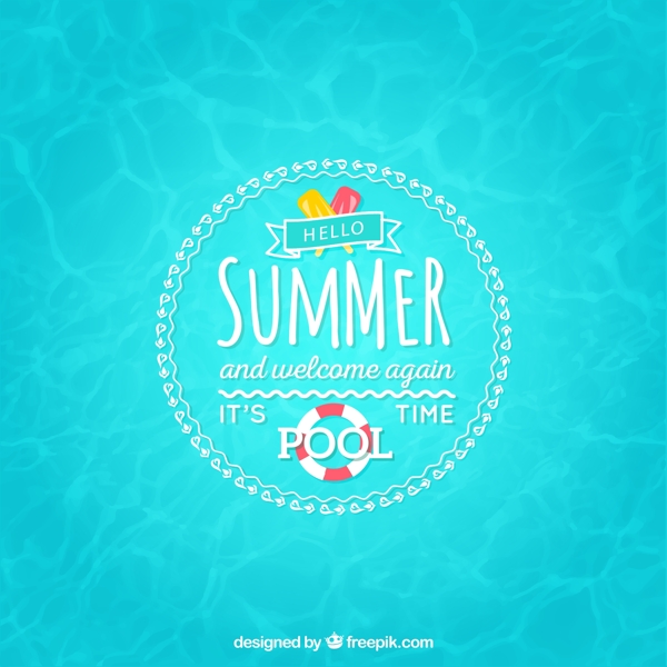 夏日游泳池海报矢量素材