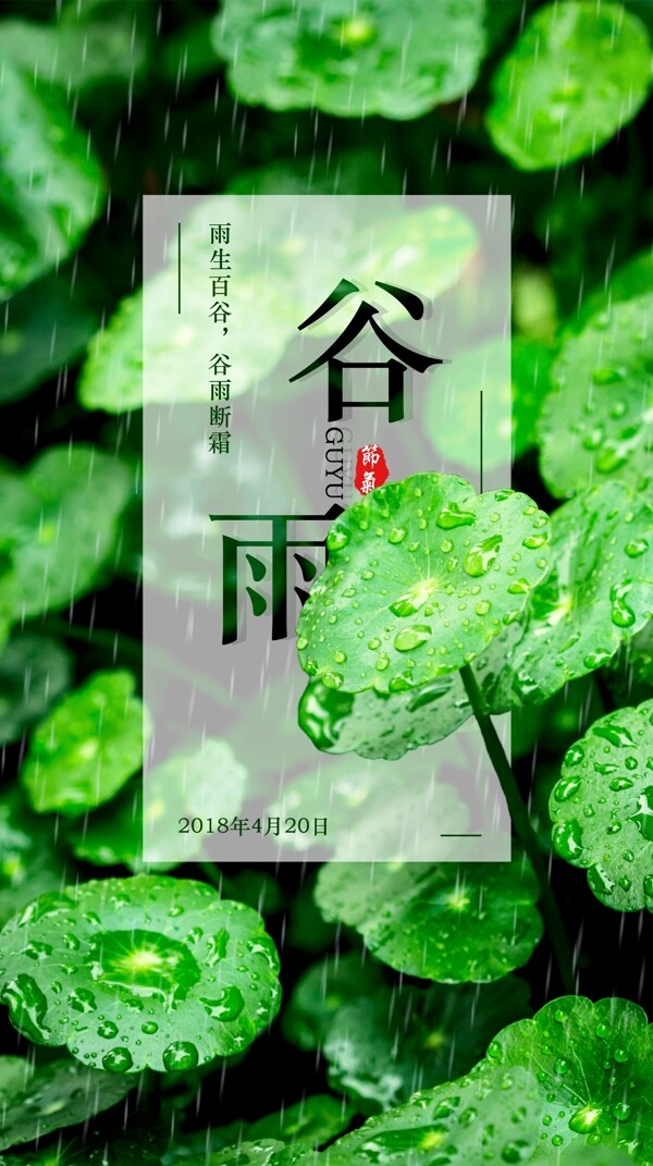 谷雨清新簡約節(jié)氣海報