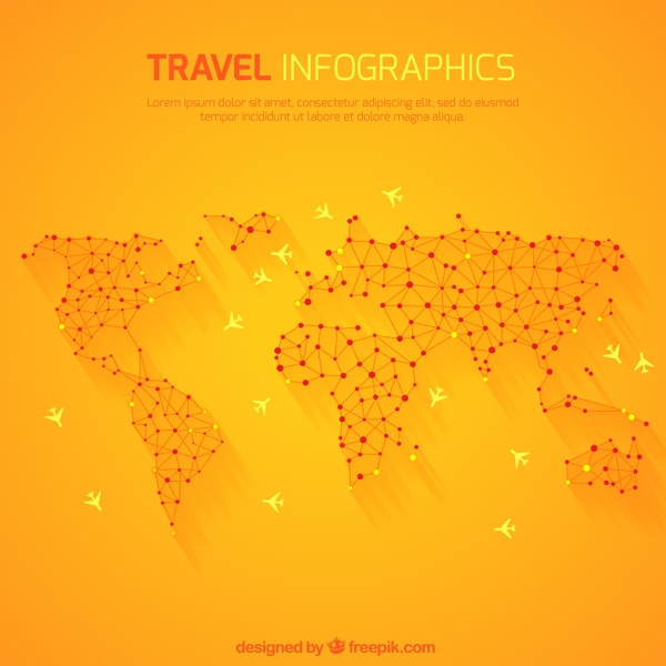 旅游信息图表与世界地图