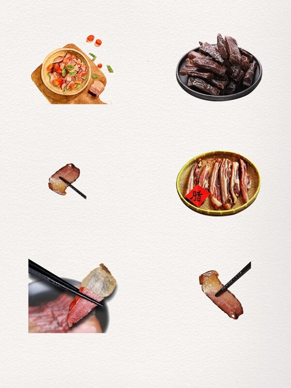 中国风味美食腊味小吃食品装饰图案