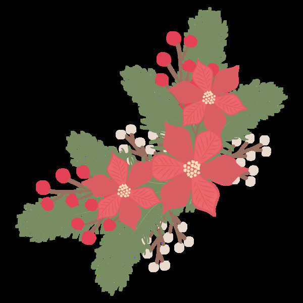 可愛精致紅色花卉透明素材