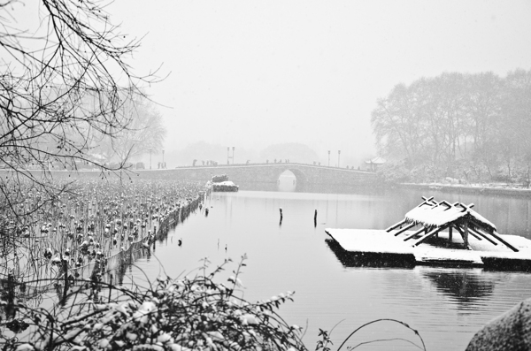 西湖雪景圖片