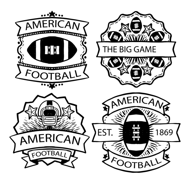 四款简笔手绘橄榄球标志
