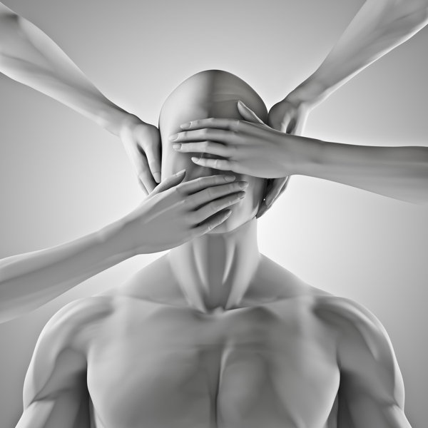 蒙著五官的3D人物圖片