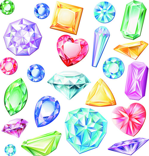 闪亮的彩色钻石设计矢量图02