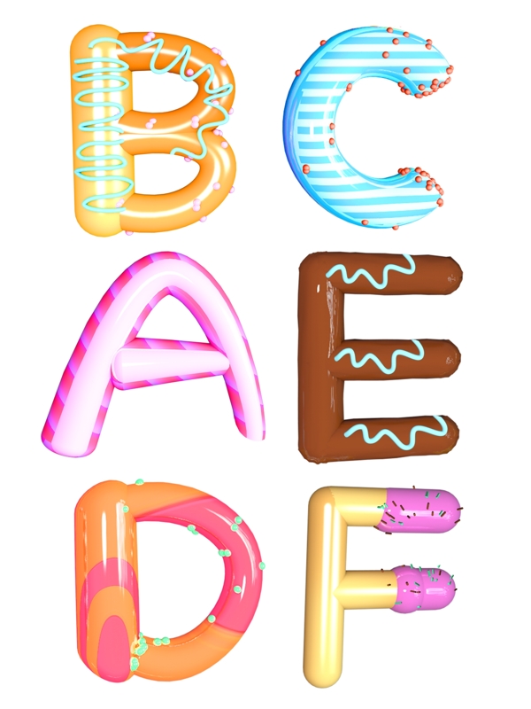 好看好吃的糖果系列字母设计可爱甜美风