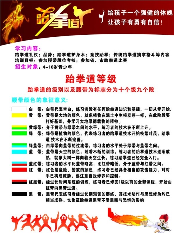 跆拳道等級(jí)表圖片