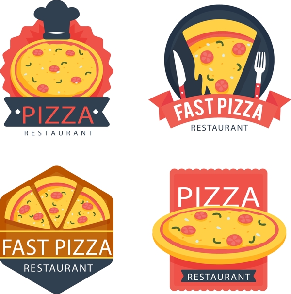色彩斑斓的披萨标志系列
