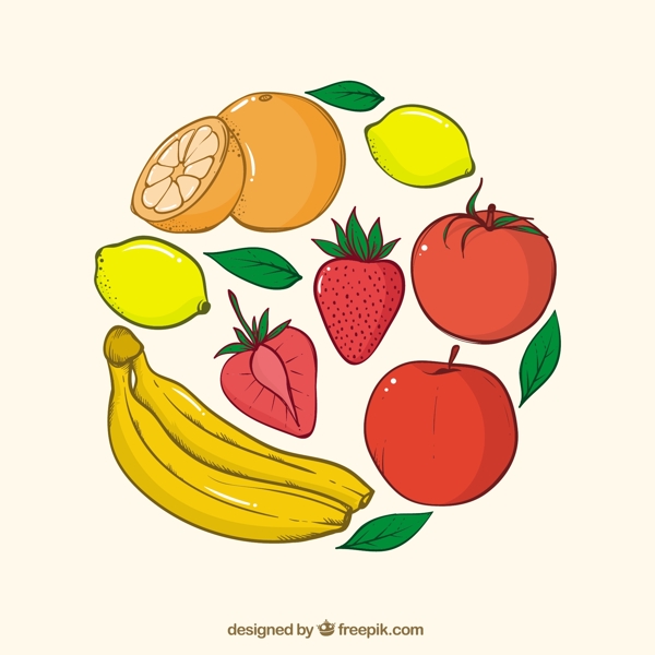 彩色水果手绘背景