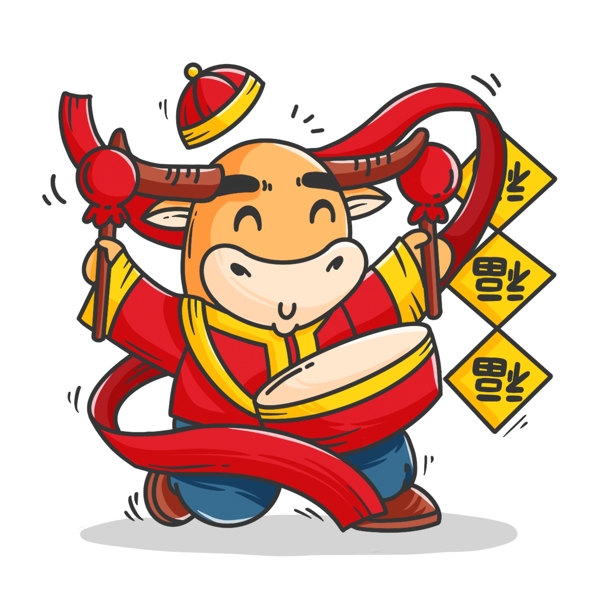 春節(jié)動漫牛形象圖片