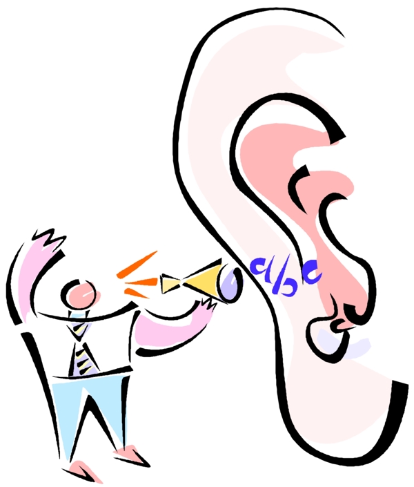 手繪擴音器耳朵免摳psd透明素材