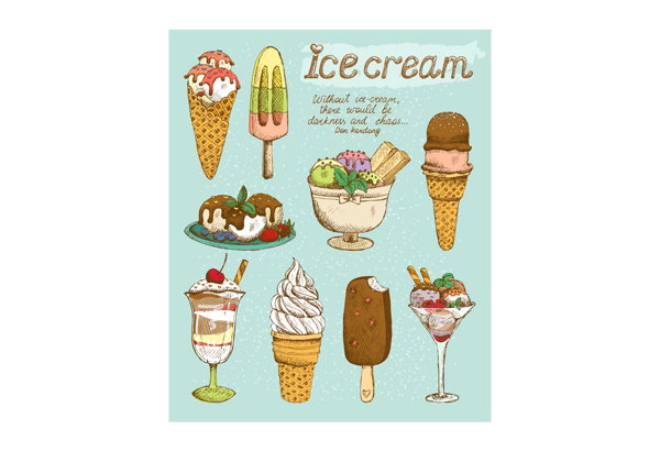 冰淇淋复古风格图标矢量图