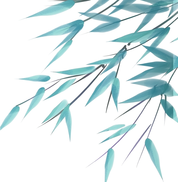 手绘竹子树叶png素材图片