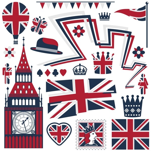 趣味时尚英国米字旗插画