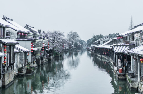 冬季小镇旅游旅行风景背景素材图片