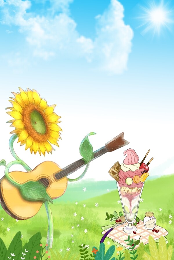 夏日向日葵弹吉他