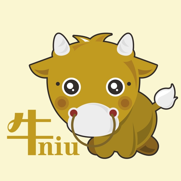 印花矢量圖可愛卡通卡通動物牛十二生肖免費素材
