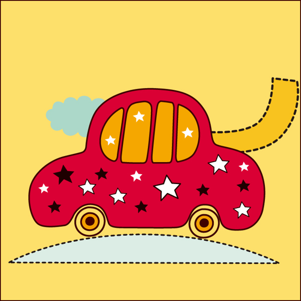 印花矢量圖交通工具轎車(chē)生活元素云朵免費(fèi)素材