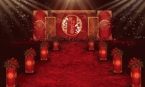 红色中式婚礼效果图.