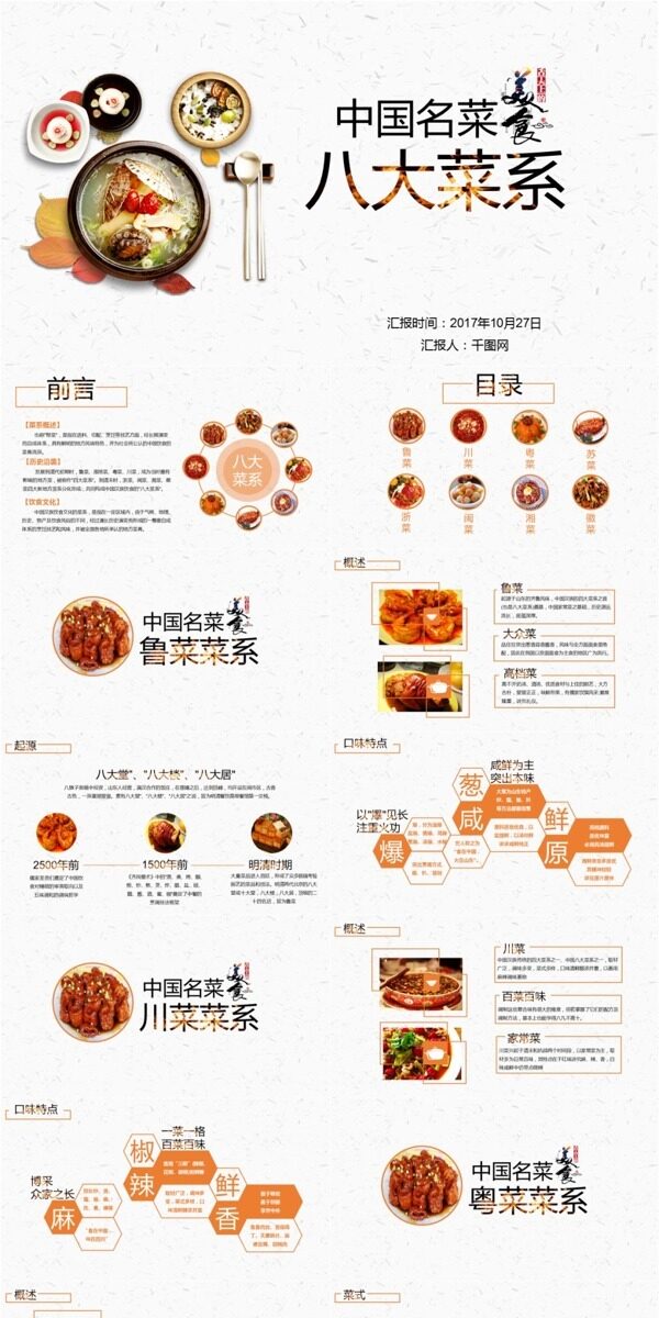 中国菜系PPT模板
