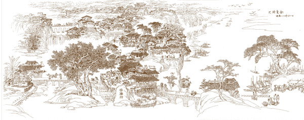 山水風(fēng)景白描圖片
