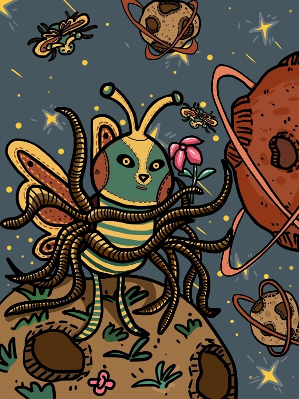 在采花的蜜蜂星人之涂鸦奇妙宇宙之旅