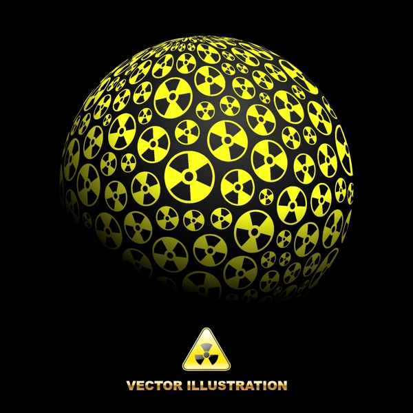 核辐射标志组成的圆球图片