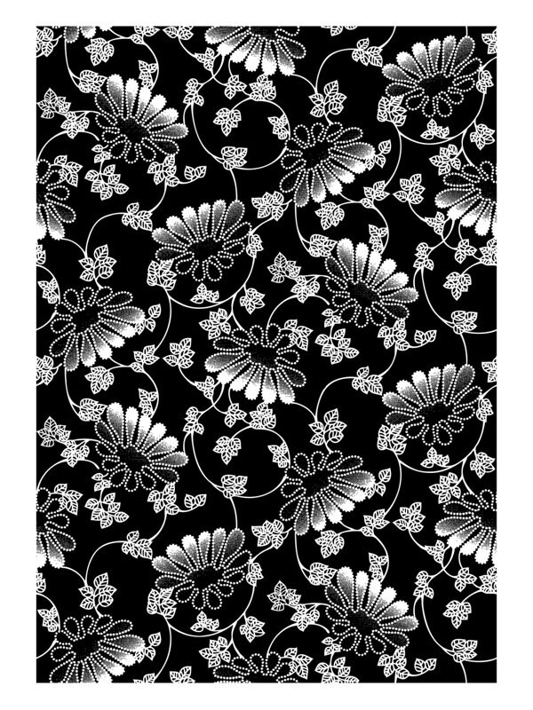 黑白花卉纹样图案