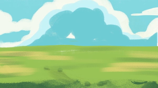 简约蓝天白云下的草原背景素材