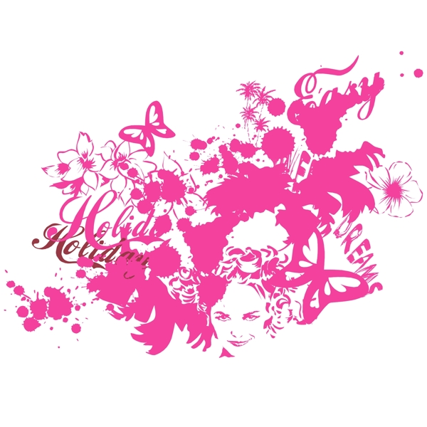 印花矢量圖時尚休閑女裝T恤圖案潮流植物免費素材