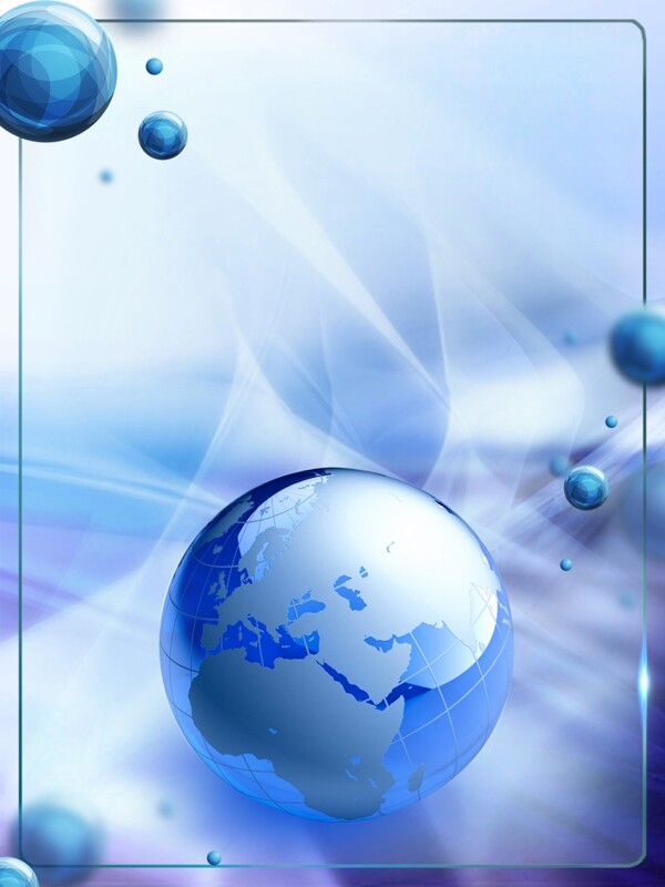 蓝色科技地球边框背景