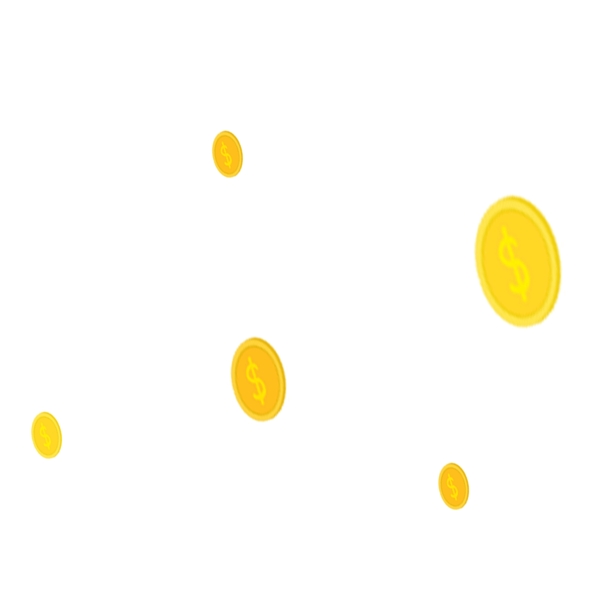 卡通黄色漂浮的金币免扣图