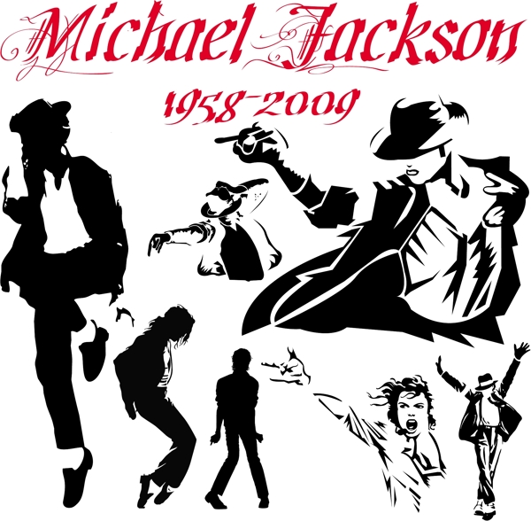迈克尔杰克逊酷人物插画矢量素材