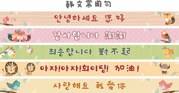 矢量幼儿园韩文常用句楼梯贴