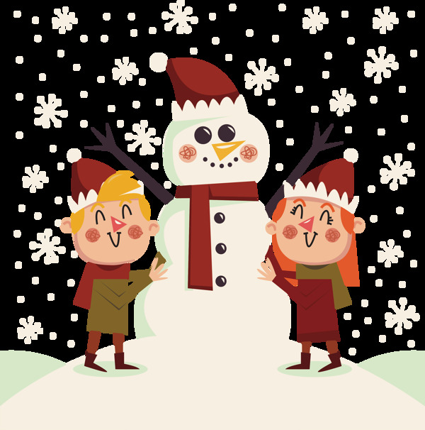 卡通圣誕雪人元素