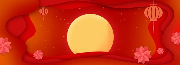 红色喜庆中秋节微立体花朵流体背景