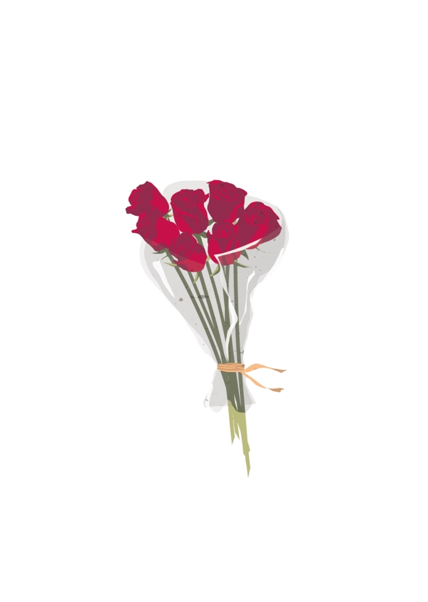 手绘玫瑰花束小清新婚礼植物花朵