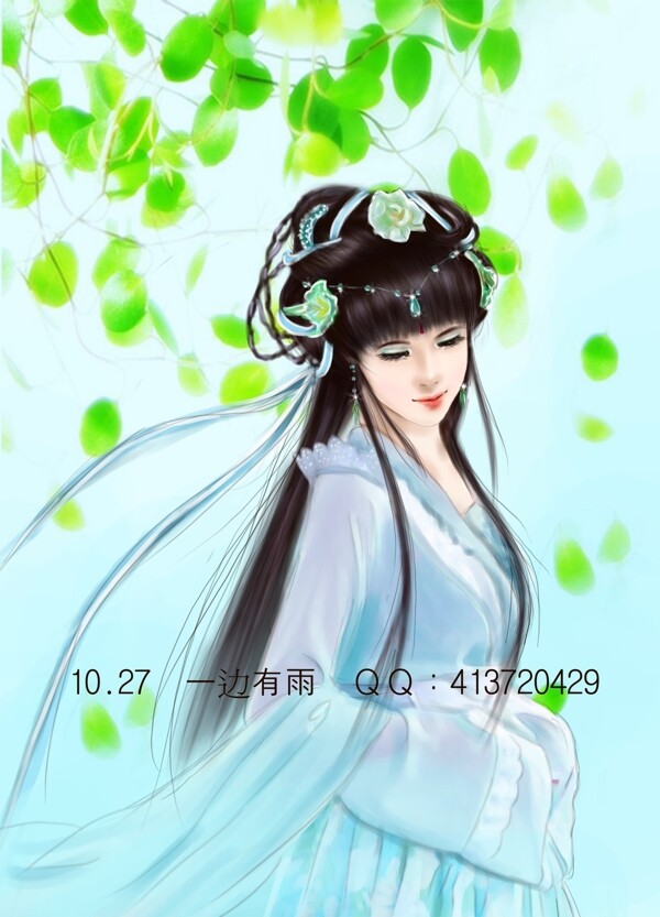 古典插畫美女圖片