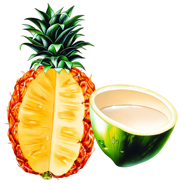 菠蘿椰子食品插畫