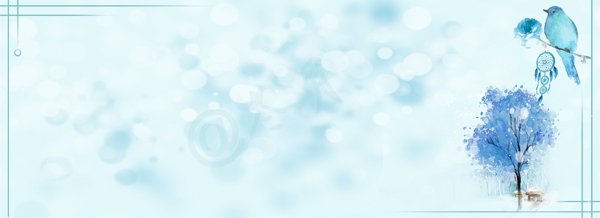 水彩蓝色柔anner网页横幅广告背景
