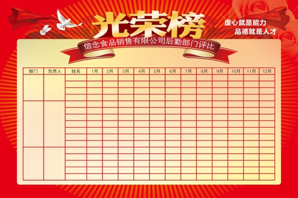 光榮榜紅色背景展板