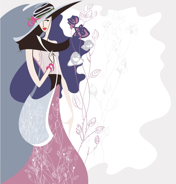 時尚美女插畫矢量素材5