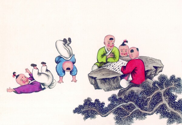 兒童下棋圖