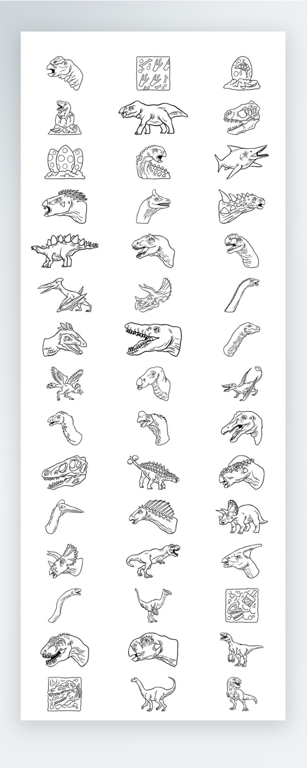 恐龙动物图标手机UI线性拟物图标矢量AI素材icon